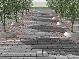 Modern Tree Pond Guangguan Square Tree Array 3d model