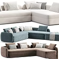 Modern Sectional Sofa Design With Neutral Tones Cushions And Modular Configurations 3d model