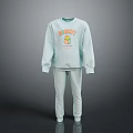 Light Blue Casual Long Sleeve Sweatshirt And Sweatpants Set With THE SPOT Graphic
