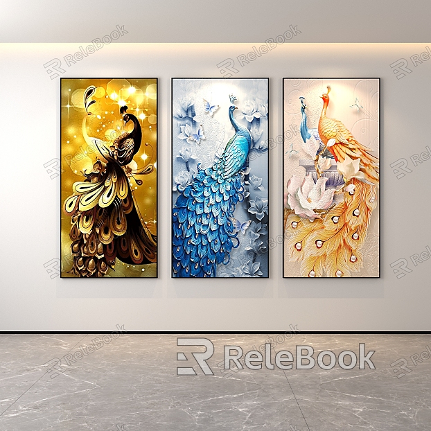 Classic Simple Light Luxury Internet Celebrity Peacock Decoration Painter Restaurant Entrance Corridor Hallway Hanging Painting Hand-painted Oil Painting Minimalist Freehand Brushwork Abstract Popular Scenery Animals Birds model