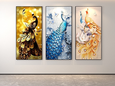 Classic Simple Light Luxury Internet Celebrity Peacock Decoration Painter Restaurant Entrance Corridor Hallway Hanging Painting Hand-painted Oil Painting Minimalist Freehand Brushwork Abstract Popular Scenery Animals Birds model