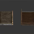 Architectural Building Materials With Wooden Grilles And Stone Tile Design Elements
