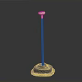 Sturdy Standing Equipment With Textured Black Base Black Pole And Golden Round Top