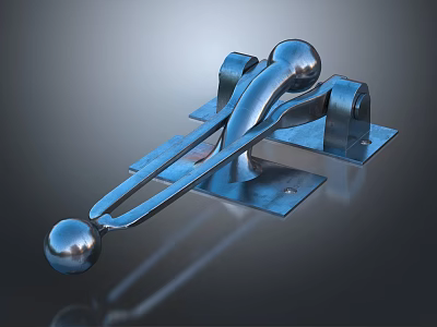 Sturdy Metal Hardware Tool With Spherical Ends And Stable Base Plate 3d model