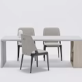 Modern Dining Table Set With Light Gray Chairs And Minimalist Wooden Base Design