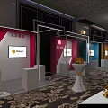 Elegant Modern Hotel Lobby Interior With Chandeliers Colorful Booths And Patterned Carpet