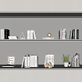 White Bookshelves Displaying Various Books with Decorative Items Like Plants And Frames