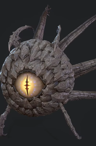 Game Movie Character Monster With Glowing Eye Rocky Texture And Spiked Limbs 3d model