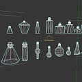 Colorful Ceramic Vessels With Various Shapes And Sizes On Black Background