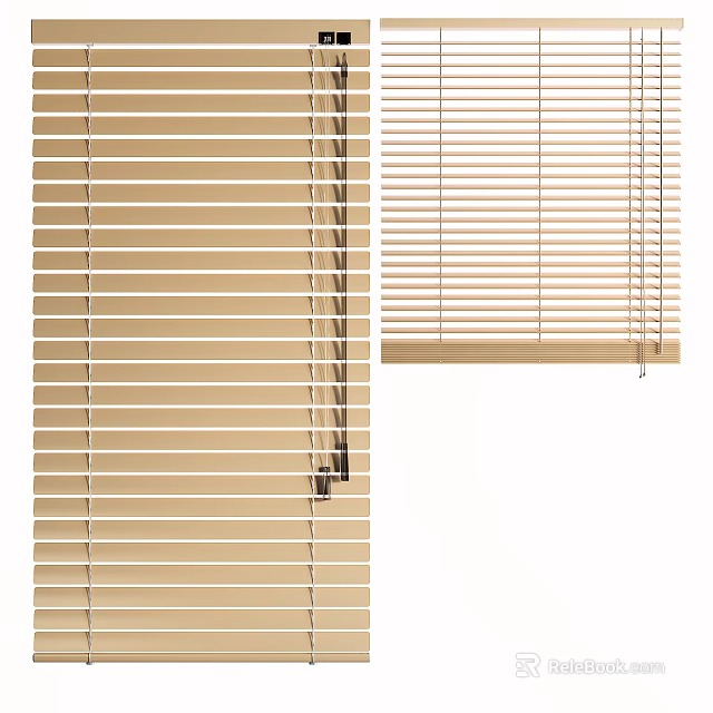 Light Beige Venetian Blinds With Adjustable Slats For Home Window Decoration 3d model 