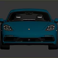 Blue Sports Car With Sleek Design Black Wheels Yellow Brake Calipers On Gray Background