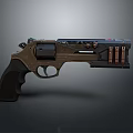 Vintage Revolver With Metallic Body Cylinder Magazine And Black Brown Grip