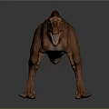 3D Render of Brown Tyrannosaurus Dinosaur in Standing Pose with Gray Gradient Background