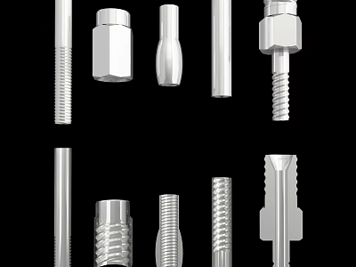 Essential Durable Stainless Steel Hardware Tools With Bolts Nuts Screws And Drill Bits 3d model