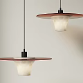 Two Modern Pendant Lights With Red Circular Tops And White Shade Design 3d model