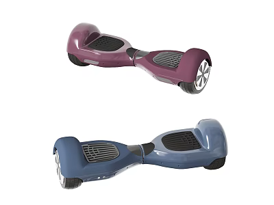 Modern Purple And Blue Hoverboard With Black Wheels And Platform Design 3d model