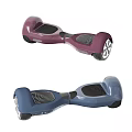Modern Purple And Blue Hoverboard With Black Wheels And Platform Design 3d model