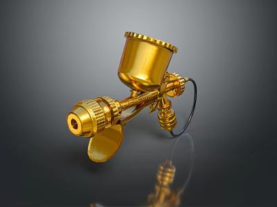 Golden Metal Spray Gun With Sleek Design For Household Daily Use 3d model