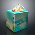Decorative Teal Colored Rosto Brand Tissue Box with Tissue Sticking Out