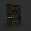 Classic Green Wine Cabinet With Wooden Frame And Wine Storage Racks