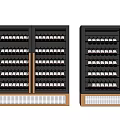 Black Decorative Cabinets With Brass Accents Multiple Shelves And Grid Base For Bottle