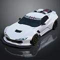 White Race Car With Number 38 Sticker Rear Spoiler And Gold Rims Wheels