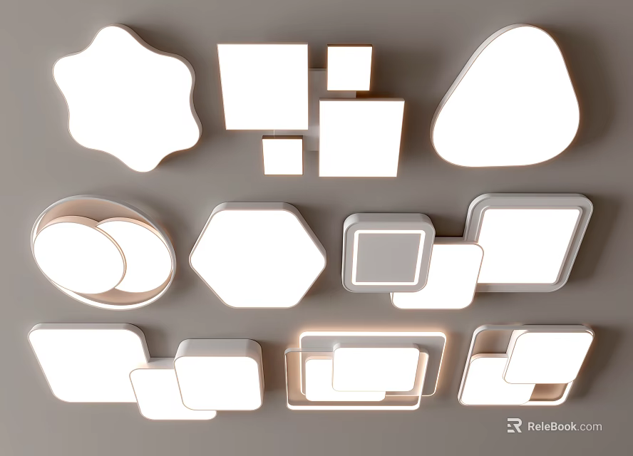 Modern Creative Ceiling Lights With Various Geometric Shapes And Sizes Design 3d model 