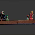Colorful Decorative Chessboard With Diverse Shaped Pieces On Wooden Board