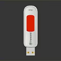 Transcend White USB Flash Drive With Red Indicator Light And Portable Design