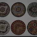 Various Round Area Rugs With Different Intricate Patterns And Colorful Designs 3d model