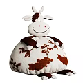 Cute Cow Stuffed Toy with White and Brown Spotted Plush Body and Smiling Face