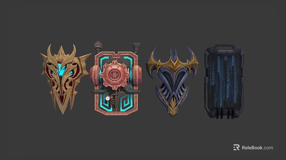 Fantasy Sci Fi Decorative Armor Pieces With Intricate Glowing Blue Accents 3d model 