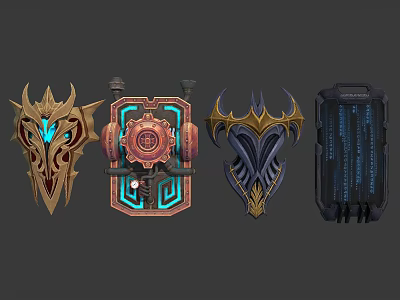 Fantasy Sci Fi Decorative Armor Pieces With Intricate Glowing Blue Accents 3d model