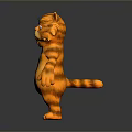 Cute Cartoon Orange Cat 3D Model With Standing Pose And Striped Fur