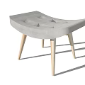 Gray Square Tufted Stool With Light Wooden Legs And Modern Design