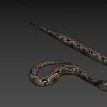 Two Snakes With Open Mouths And Patterned Skin Close Up View 3d model