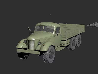 Vintage Military Green Utility Vehicle With Open Cargo Bed And Multi Wheel Design 3d model