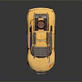 Yellow Modified Sports Car With Roof Mounted Guns Red Wheels And Supers Lettering