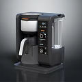 Modern Sleek Black Coffee Maker With Digital Display Transparent Water Tank And Control Buttons