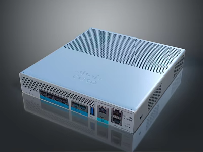Cisco White Electronic Network Device With Multiple Ethernet Ports For Home Office Use 3d model