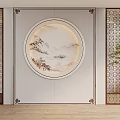 New Chinese background wall decorative porch lattice carved screen partition 3d model