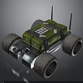 Remote Control Green Car With Large Tires Dual Antennas And Cargo Equipment