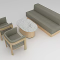 Modern Gray Sofa Coffee Table Set With Wooden Frame Round Marble Top Accent Chairs