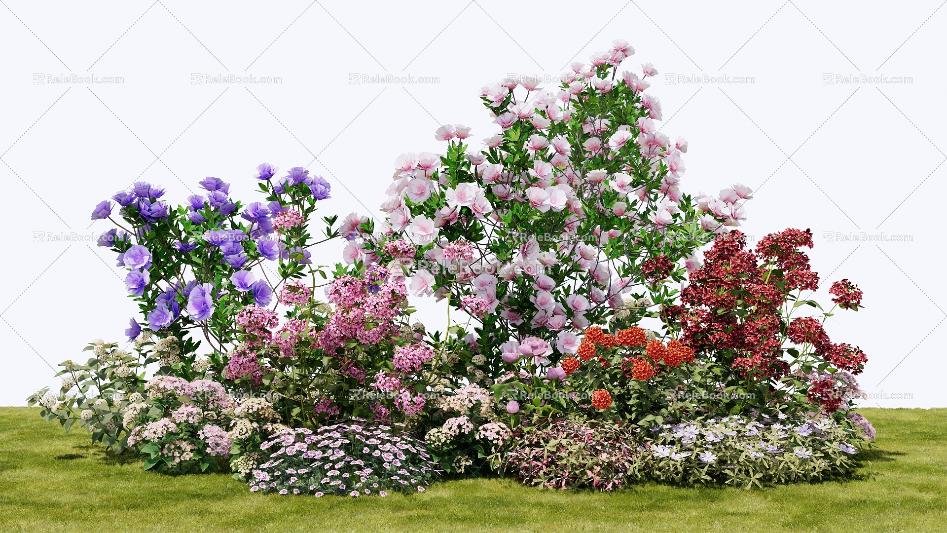 Modern shrubs flowers flowers flower glasses flower bed garden landscape plant combination 3d model