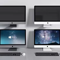 modern computer monitor keyboard mouse 3d model