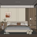 Modern Bedroom Interior Design With Neutral Tones King Size Bed Accent Painting And Pendant Lights