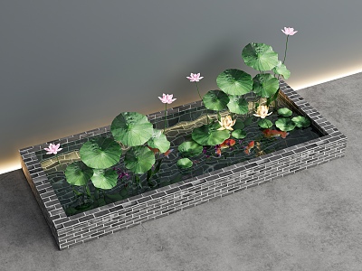 lotus pond water lily lotus aquatic plant 3d model