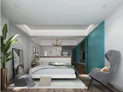 Jianou Apartment Bedroom Chandelier Hanging Picture 3d model