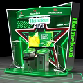 Heineken Silver Star Shaped Interactive Zone With Green Neon Lights And Counters 3d model