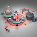 Vibrant Kids Play Area Design With Dome Slides Circular Platforms And Soft Balls